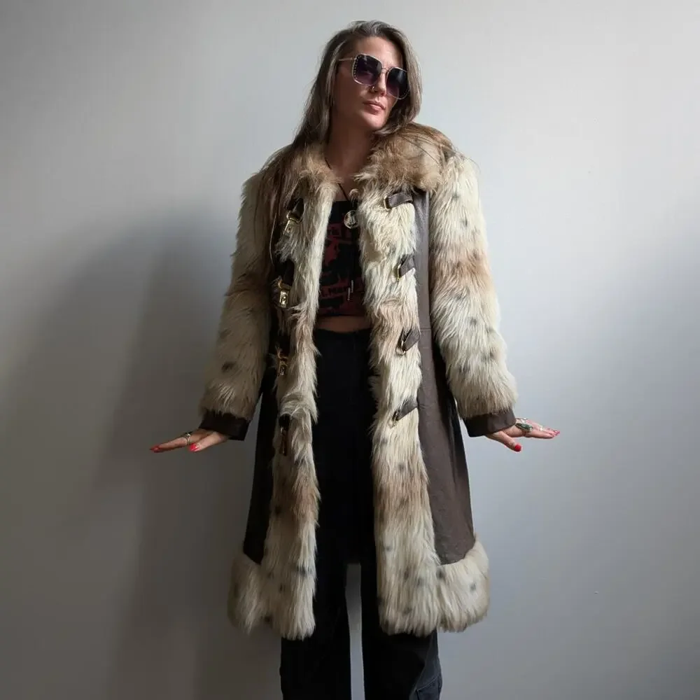 Vintage Afghan Penny Lane Fur Leather Suede Modern Furry Jacket Coat 70s 80s - Picture 10 of 13